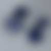 Boucles d'oreilles créoles rondes marbré bleu en pâte polymère