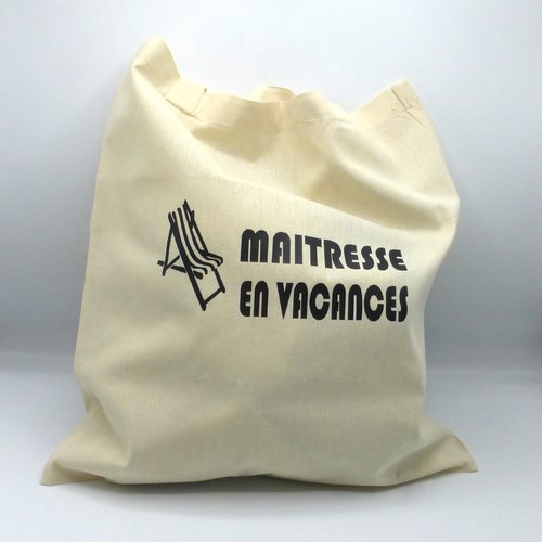 Tote bag maîtresse en vacances transat en coton
