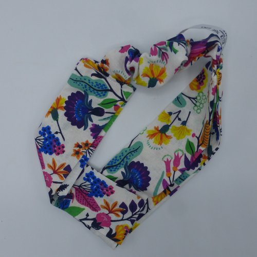 Bandeau femme fleurs multicolores en coton 57 cm