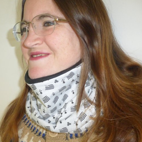 Snood breton bretagne drapeau triskells hermines noir et blanc en coton et polaire femme homme adulte