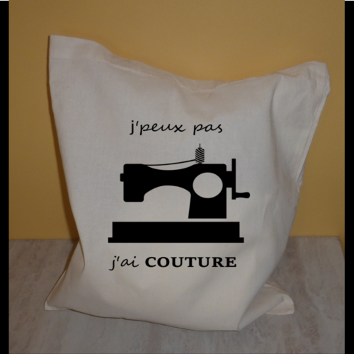 Tote bag couturière j'peux pas j'ai couture en coton