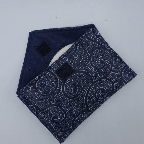 Pochette à savon doublée feuilles bleu marine blanc en coton enduit