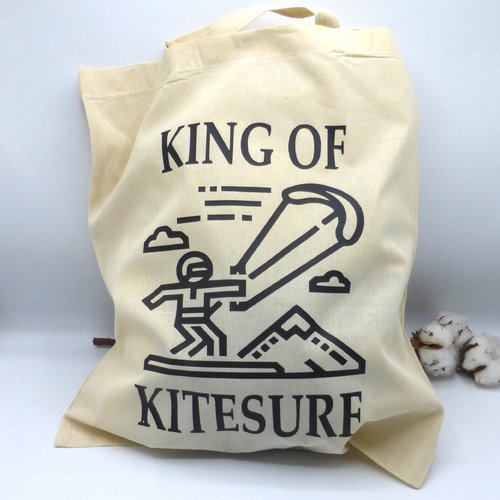 Tote bag kitesurfeur king of kitesurf en coton
