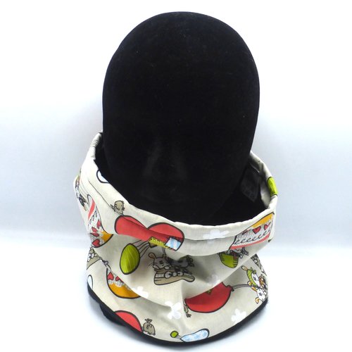 Snood lapins montgolfières rouge gris vert en coton et polaire fille garçon enfant 3 4 5 6 7 8 ans