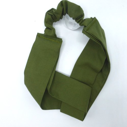 Bandeau femme uni vert kaki en coton 57 cm