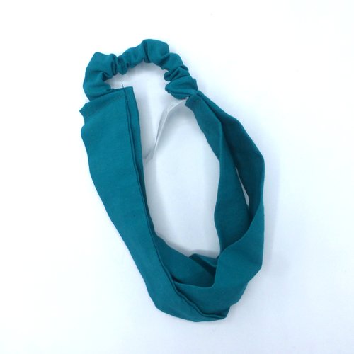 Bandeau femme uni vert paon en coton 57 cm
