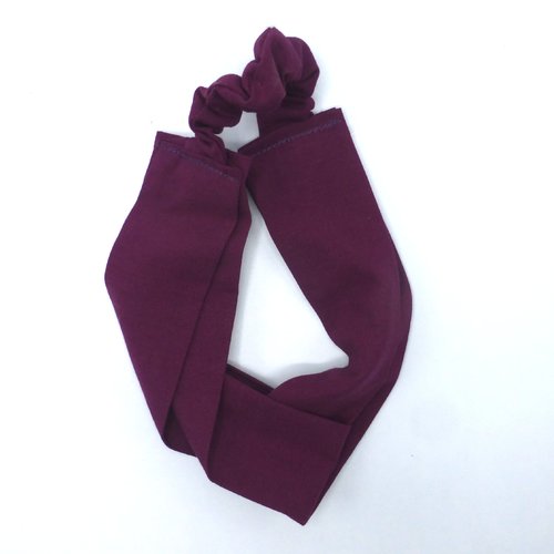 Bandeau femme uni violet prune en coton 57 cm