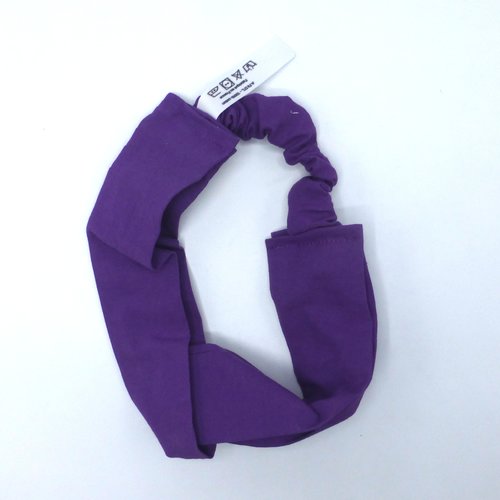Bandeau femme uni violet aubergine clair en coton 57 cm