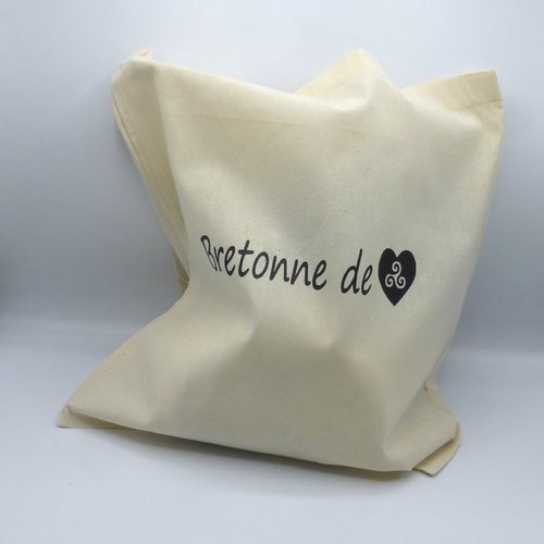 Tote bag sac triskell bretonne de coeur bretagne en coton