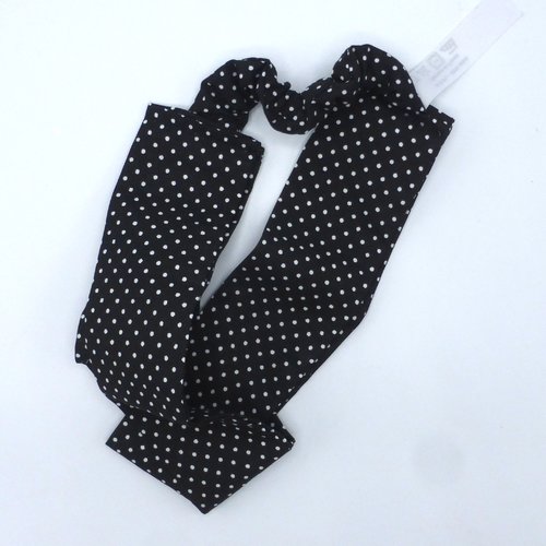 Bandeau femme pois blancs sur noir en coton 57 cm