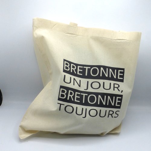 Tote bag sac triskell bretonne un jour toujours bretagne en coton