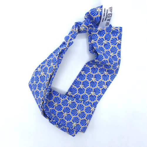 Bandeau femme hexagones bleu roy en coton 57 cm