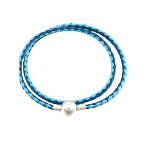 Bracelet européen tressé clip 02 bleu