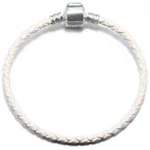 Bracelet européen tressé clip uni 02 du 15 au 23 cm blanc