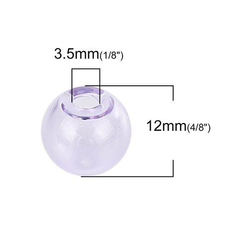 10 boules en verre ronde de 12mm violet à remplir