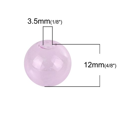 10 boules en verre ronde de 12mm rose à remplir