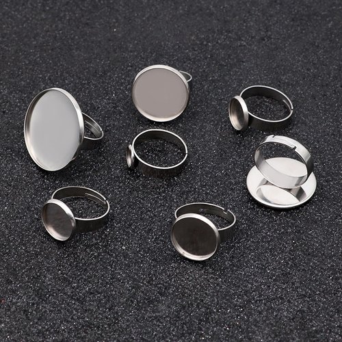 10 supports cabochons bague de 08 mm argent n°03