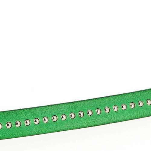 Cuir bille b-vert de 10 mm avec chaînette bille nickel free par 20 cm