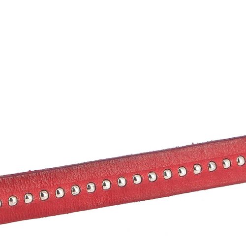 Cuir bille rouge de 10 mm avec chaînette bille nickel free par 20 cm