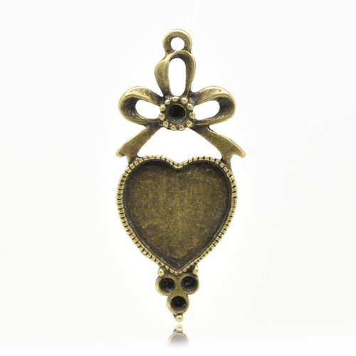 1 support cabochon coeur n°03 bronze