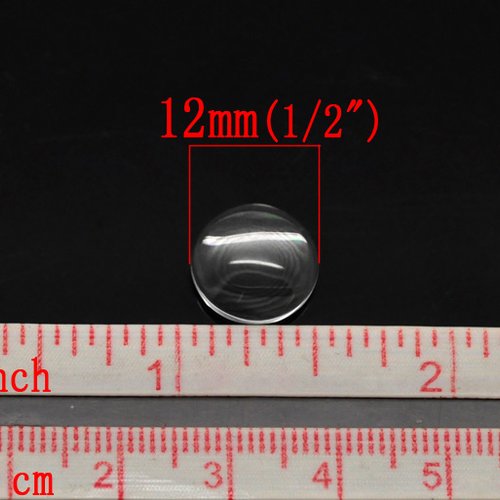 Cabochon rond 12 mm en verre loupe transparent n°03