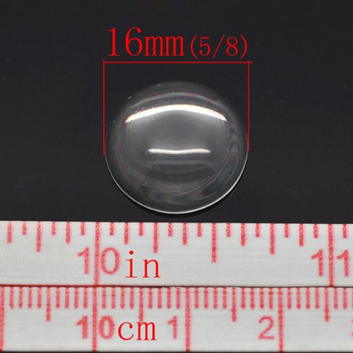 Cabochon rond 16 mm en verre loupe transparent n°06