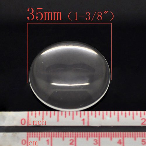 Cabochon rond 35 mm en verre loupe transparent n°14