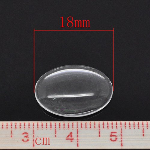 Cabochon ovale 13 x 18 mm en verre loupe transparent n°17