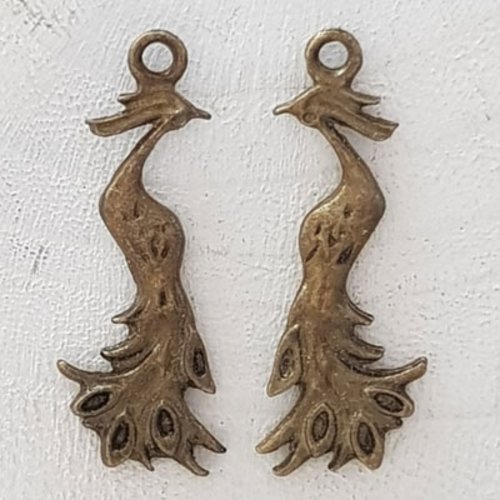 Breloque paon en métal bronze 03 pendentif paon