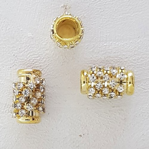 Perle doré et strass n°01 x 5 pièces style pandora grand trou