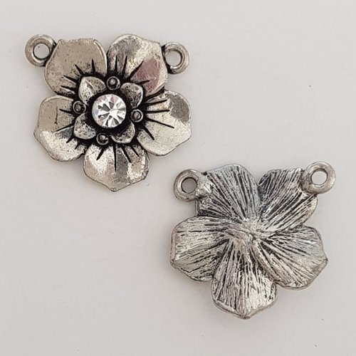 Breloque fleur métal n°061 argent