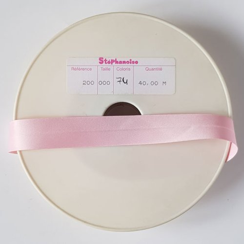 Biais uni tout textile satin 1 mètre col 74 rose clair