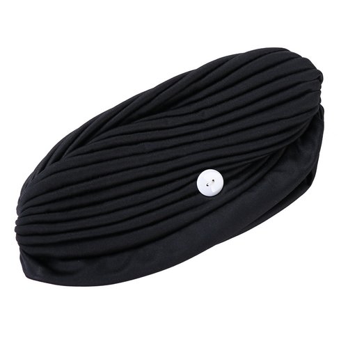 Bande de cheveux noir lavable avec boutons