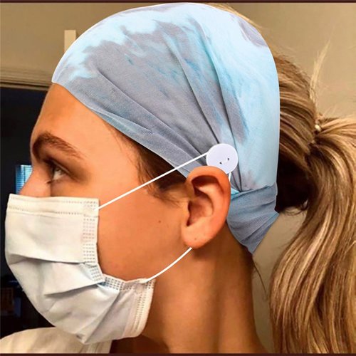 Bande de cheveux light blue lavable avec boutons