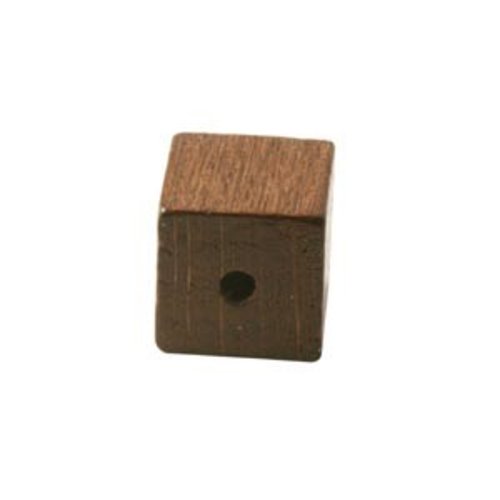 10 perles bois cube / carré 10 mm brun foncé