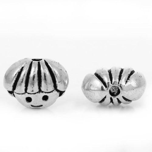 Perle métal garçon 3d argent n°01