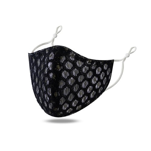 Masque lavable et ajustable dentelle fil doré n°02