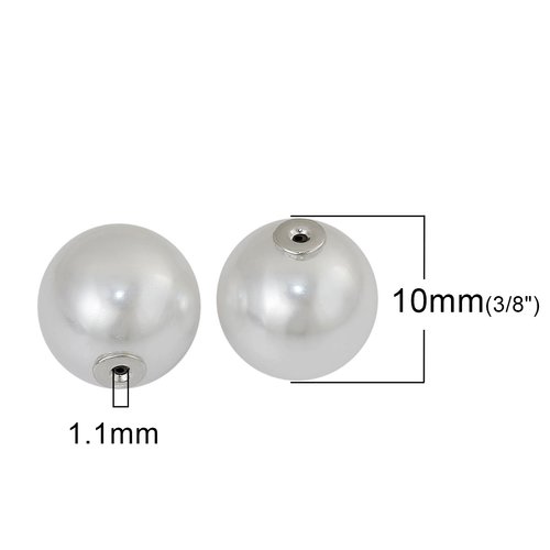 Perle 1 trou poussoir 10 mm blanc