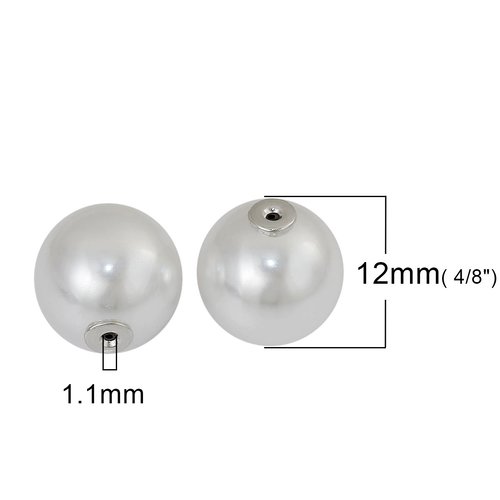 Perle 1 trou poussoir 12 mm blanc
