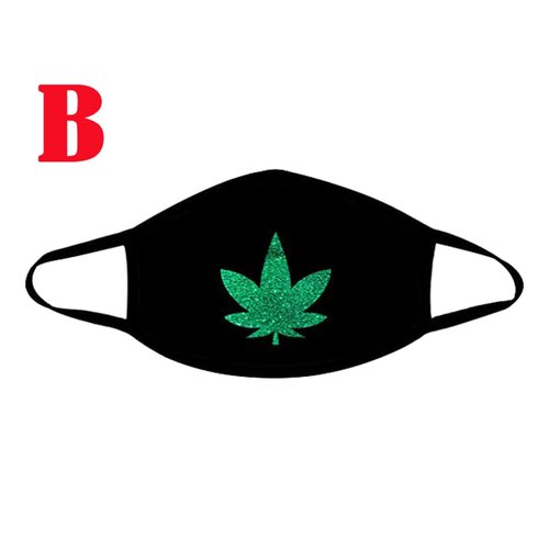 Masque lavable noir feuille b