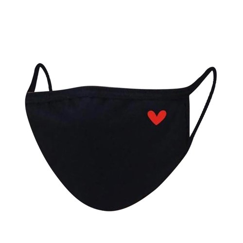 Masque lavable noir coeur a