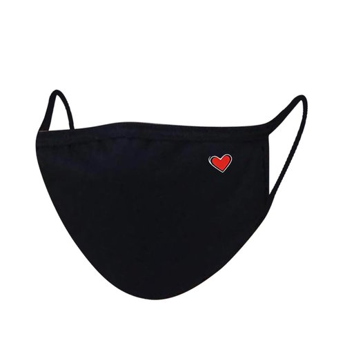 Masque lavable noir coeur d