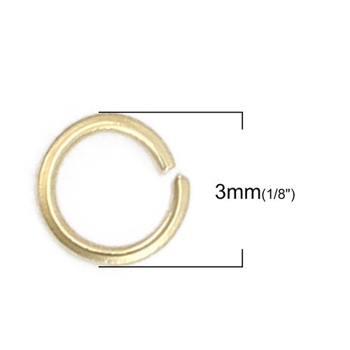 2 anneaux de jonction ouvert 03 mm inoxydable doré