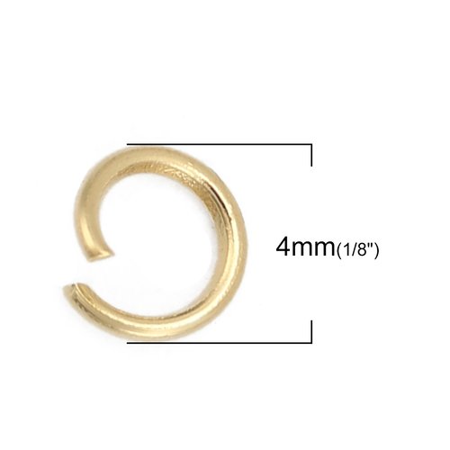 10 anneaux de jonction ouvert 04 mm inoxydable doré n°01