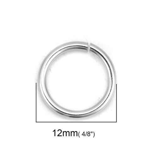 10 anneaux de jonction ouvert 12 mm inoxydable