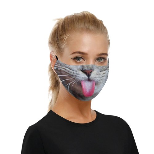 Masque lavable et réglable impression chat b-01
