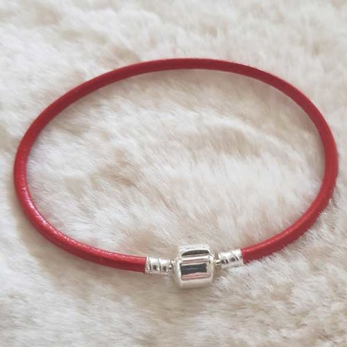Bracelet clip européen lisse uni 01 du 15 au 23 cm rouge