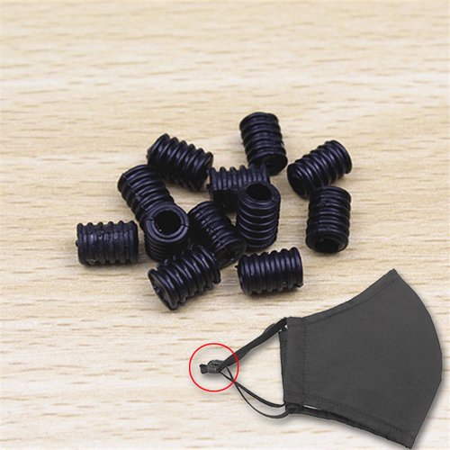 Attache elastique attache boucle pour corde de masque réglable noir x 10 pièces