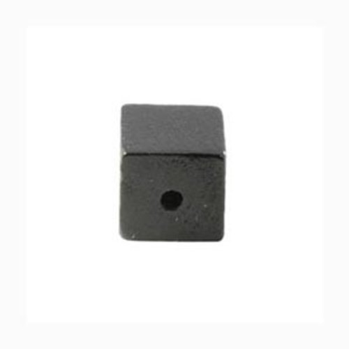 Perle bois cube / carré 10 mm noir