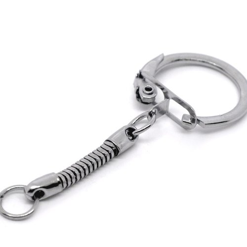 Anneau porte clés argenté en métal 6 cm
